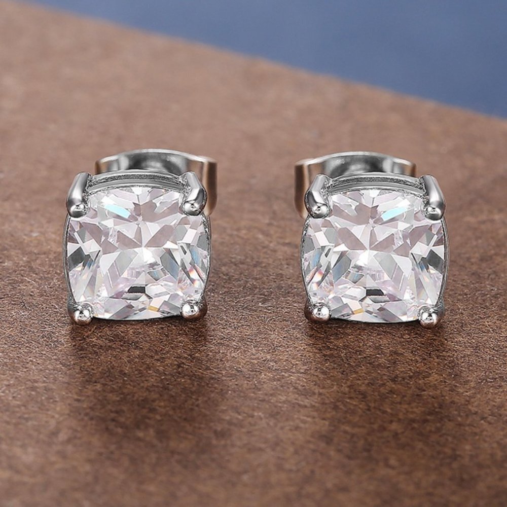 🔥 Classic Square Stud Earrings White CZ Earrings For Women, HA4275